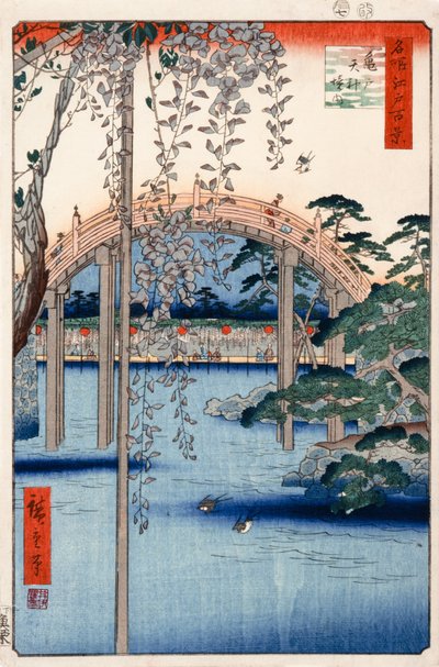 Nr. 57, Gronden van Kameido Tenjin Shrine (uit Honderd beroemde uitzichten van Edo) door Utagawa Hiroshige